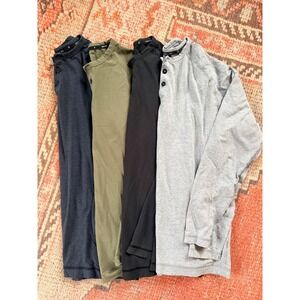 Public Rec Mens Long Sleeve Henley Shirt x4 M Navy Olive Black Grey Pima Cotton
